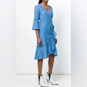Ganni wrap dress in Marina blue, size 36 (small)